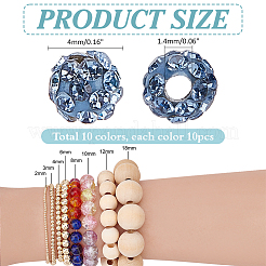 Бусины из глины с одноцветными стразами&nbsp;RB-WH0005-013A