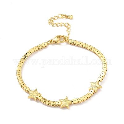 Звезда с эмалевым звеном с дурным глазом браслет с прозрачным кубическим цирконием теннисные цепочки BJEW-G650-01G-1