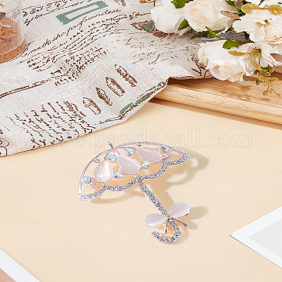 1 шт. значков для лацкана со стразами в виде зонтика&nbsp;JEWB-LP0006-11-1