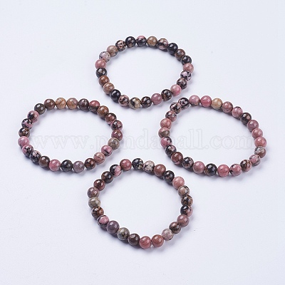 Натуральный Rhodonite бисера браслеты простирания&nbsp;BJEW-I253-8mm-26-1