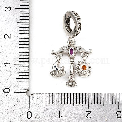 Европейские подвески из латуни с цветными стразами&nbsp;LS-KK-P324-07P-1