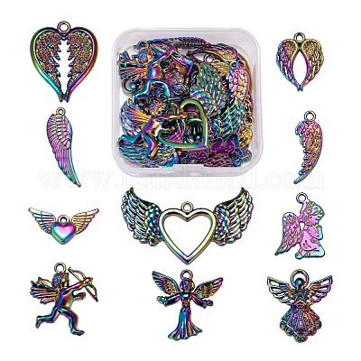 20шт 10 стиля подвески из сплава цвета радуги FIND-LS0001-14MC-1