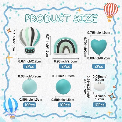 26шт пищевые экологически чистые силиконовые бусины&nbsp;SIL-YW0002-42A-1