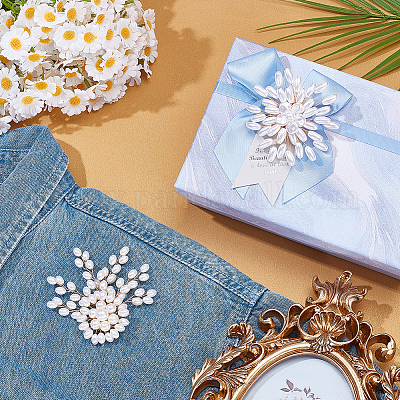 2 шт. 2 стили булавки с цветочным рисунком и имитацией жемчуга&nbsp;JEWB-AR0001-28-1