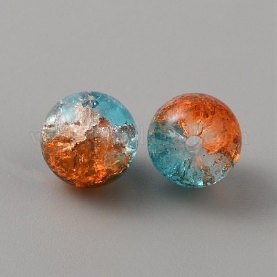 Двухцветные прозрачные стеклянные бусины с кракле&nbsp;LS-GLAA-WH0038-15D-1