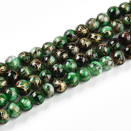 Выпечка окрашенные стеклянные бусины пряди DGLA-N003-4mm-B09-1