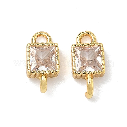 Латунные подвески-коннекторы с квадратными фианитами&nbsp;KK-P348-12G-03-1