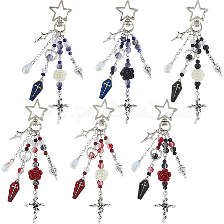 6 шт. подвеска из стекла и сплава с эмалью HJEW-SC00143-1