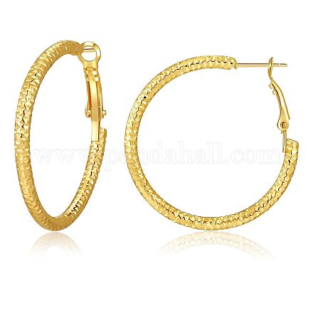 Кованые текстурированные серьги-кольца из латуни FS-WGE48BC-12-1