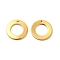 201 Stainless Steel Pendants, Ring Charm, Real 24K Gold Plated, 12x0.5mm, Hole: 1.2mm