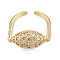 Clear Cubic Zirconia Oval Open Cuff Ring, Brass Jewelry for Women, Cadmium Free & Lead Free, Real 18K Gold Plated, US Size 6(16.5mm)