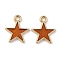 Alloy Enamel Charms, with Glitter Powder, Star Charm, Golden, Dark Orange, 14.5x12x1.5mm, Hole: 1.6mm