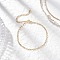 304 Stainless Steel Paperclip Chain Bracelets for Women, with CCB Plastic Round Charm, Golden, 7-3/8 inch(18.8cm)