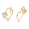 Cubic Zirconia Heart Hoop Earrings, Golden Brass Jewelry for Women, Nickel Free, Clear, 28x29x2mm, Pin: 0.8mm