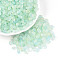 Frosted Glass Seed Beads, Two Tone, Round Hole, Oval, Aquamarine, 6.5x4~4.5mm, Hole: 1~1.2mm, about 2586pcs/pound