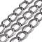 Oval Oxidation Aluminum Curb Chains, Texture, Unwelded, with Spool, Gunmetal, Link: 24.5x18.5x1mm, about 10m/roll