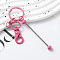 Alloy Beadable Keychain Bar, with Key Rings and Clasps for Bag Ornaments, Pale Violet Red, 149mm