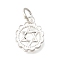 925 Sterling Silver Flower Star of David Charms, with Jump Rings, Silver, 12x9.5x1.3mm, Hole: 3.8mm