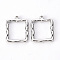 Non-Tarnish 304 Stainless Steel Open Back Bezel Pendants, For DIY UV Resin, Epoxy Resin, Pressed Flower Jewelry, Square, Stainless Steel Color, 25.5x20.5x3mm, Hole: 1.8mm