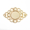 Alloy Cabochon Connector Settings, Plain Edge Bezel Cups, Rhombus, Golden, Tray: 18mm, 37x53x2.5mm, Hole: 2.5mm
