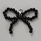 Bowknot Plastic Imitation Pearl Shoe Charms Decorations, with Alloy Clasp, Black, 45mm