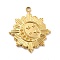 Ion Plating(IP) 304 Stainless Steel Pendants,  Sun with Star Charms, Real 18K Gold Plated, 20.5x18x2mm, Hole: 1.5mm