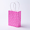 kraft Paper Bags, with Handles, Gift Bags, Shopping Bags, Rectangle, Polka Dot Pattern, Deep Pink, 21x15x8cm