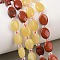 Natural Red Jasper & Lemon Jade & Synthetic Goldstone & Blue Goldstone & Blue Lace Agate Beads Strands, Flat Oval, with Seed Beads, 8~8.5x6~6.4x3.8~4mm, Hole: 0.7mm, about 37pcs/strand, 15.28''(38.8cm)