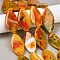 Dyed Natural Agate Beads Strands, Leaf, Dark Orange, 48~51x23~26x5~7mm, Hole: 2mm, about 7pcs/strand, 13.78''(35cm)