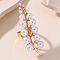 Alloy Open Cuff Ring with Plastic Pearl, Leaf, for Women, Golden, 60.5x21mm, US Size 7 1/4(17.5mm)