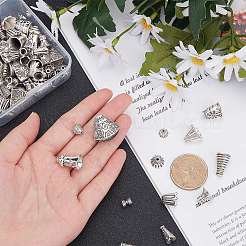 Тибетский стиль сплав и ccb пластиковые бусины конусы и колпачки&nbsp;TIBE-SC0001-19AS