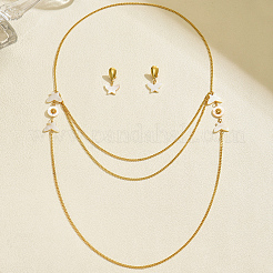 Комплекты из серег-гвоздиков из сплава ракушек и многослойных ожерелий для женщин&nbsp;LV7611