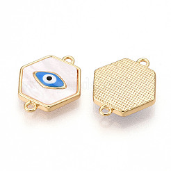 Латунные подвески-шармы с шестигранным соединителем в виде натуральной ракушки&nbsp;KK-N258-09G