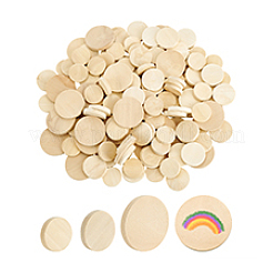 150 шт. 3 стиля необработанных деревянных плоских круглых вырезов&nbsp;WOOD-PH0003-71