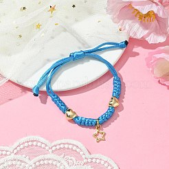 Браслеты с подвесками из латуни в форме сердца и звезды&nbsp;BJEW-JB10583