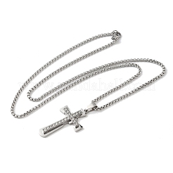 201 кулон-крест из нержавеющей стали с кристаллами и стразами&nbsp;LS-NJEW-H065-08P