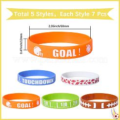 35шт 5-х цветный силиконовый шнур-браслет на запястье&nbsp;BJEW-GF0001-31C