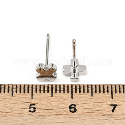 Серьги-гвоздики в виде креста из латуни для женщин&nbsp;EJEW-G441-06C-P