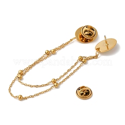 Брошь-цепочка с подвеской из синтетической бирюзы цвета паве из нержавеющей стали 304&nbsp;JEWB-S021-04G-05