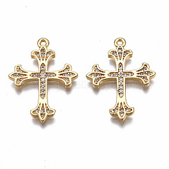 Латунные микропаве прозрачные подвески с фианитом&nbsp;KK-T063-82G-NF