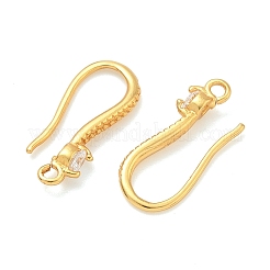 Крючки для сережек из латуни с прозрачным кубическим цирконием&nbsp;KK-H532-23G