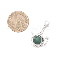 Чайник тибетский стиль сплав и смола имитация кошачьего глаза подвеска украшения&nbsp;HJEW-JM03720