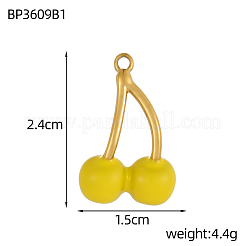 Подвески с вишневыми подвесками из нержавеющей стали 304 с эмалью&nbsp;STAS-OY004-11G