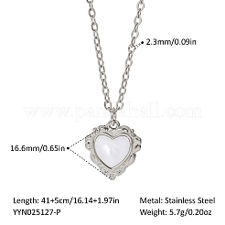 Винтажные ожерелья из нержавеющей стали 304 с подвеской в виде сердца из натуральной белой ракушки для женщин&nbsp;SZ9946-2
