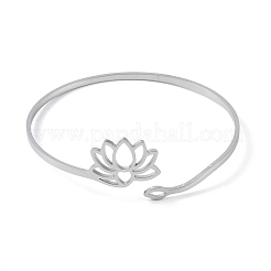 Не тускнеющие ажурные браслеты-манжеты из нержавеющей стали 304 Lotus для женщин&nbsp;LS-BJEW-G701-01P