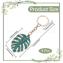 4 шт. брелок-подвеска из эмалевого сплава в виде листьев монстеры&nbsp;KEYC-CP0001-25