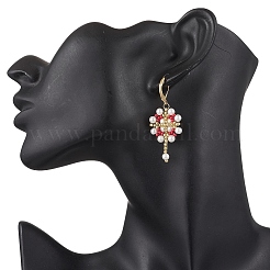 Серьги из нержавеющей стали 304 с цветком и крестом&nbsp;EJEW-MZ00507-02