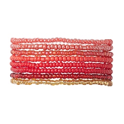 8шт. стеклянные бусины эластичные браслеты для женщин&nbsp;BJEW-MZ00268