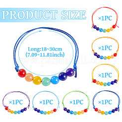 7 цветной экологичный корейский вощеный полиэстеровый шнур с натуральными и окрашенными малайзийскими нефритовыми бусинами&nbsp;BJEW-TAC0035