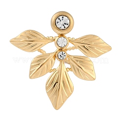 Кольца-манжеты из нержавеющей стали 304 со стразами в форме листа для женщин RJEW-S410-02G